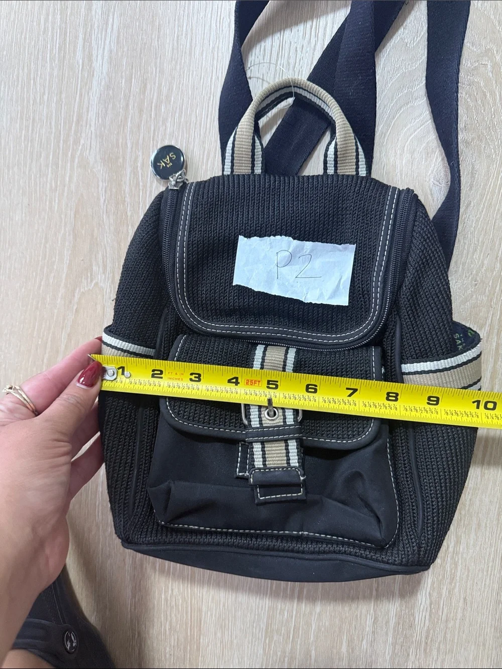 The Sak Vintage Y2K Black and Tan Striped Mini Backpack